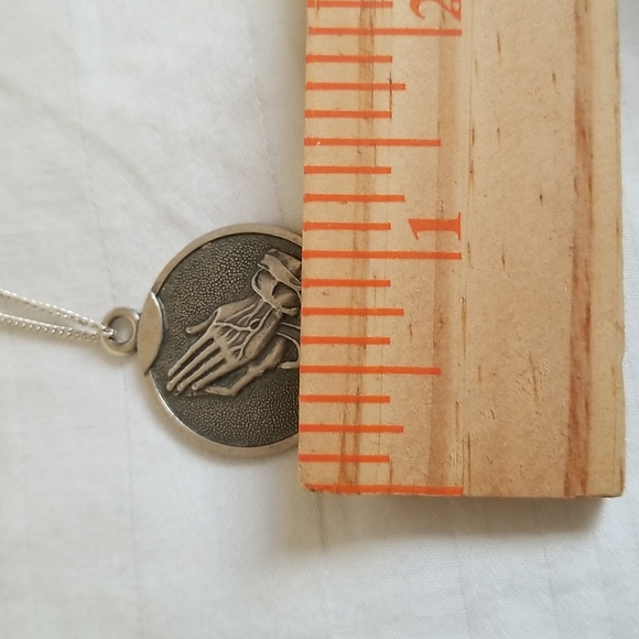 Sterling Silver Serenity Prayer Hands Necklace - Picture 6 of 6